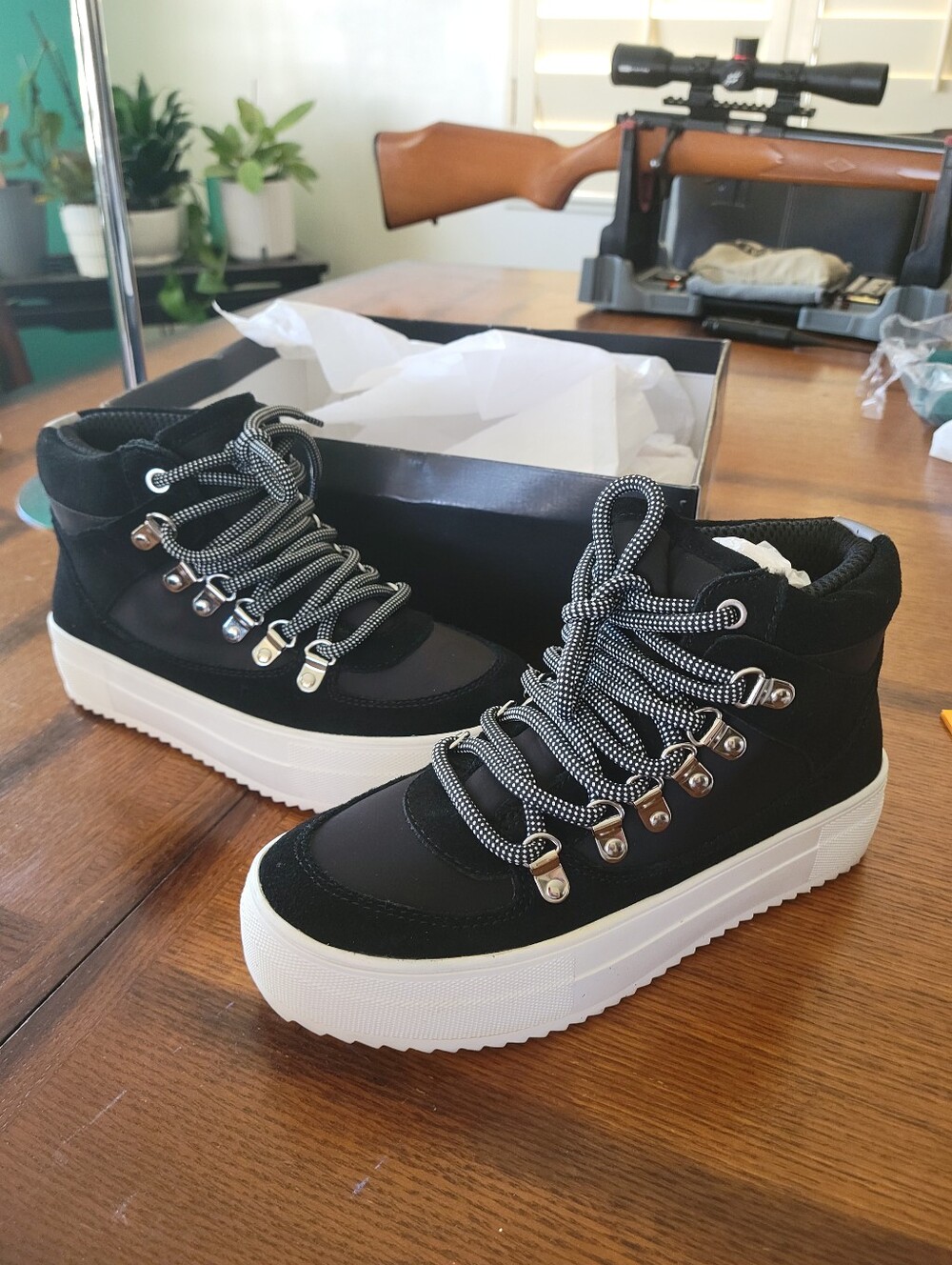 Women's Bash Black Platform Hiker Sneakers -  By Aqua
